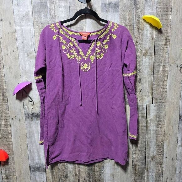 Sundance Purple and Green Embroidered Tunic Top - Picture 1 of 4
